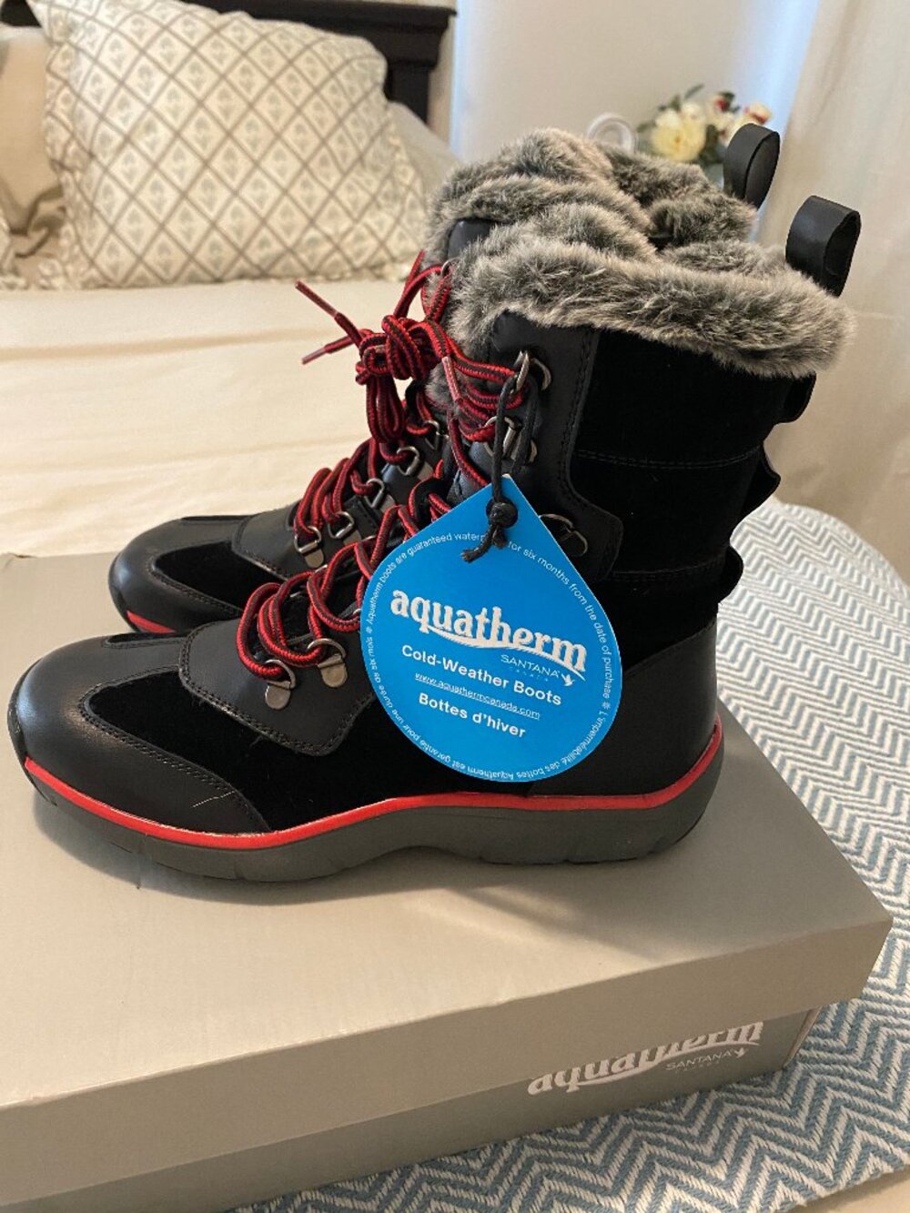 Santana Canada Black & Red Essie Waterproof Suede Boot 8